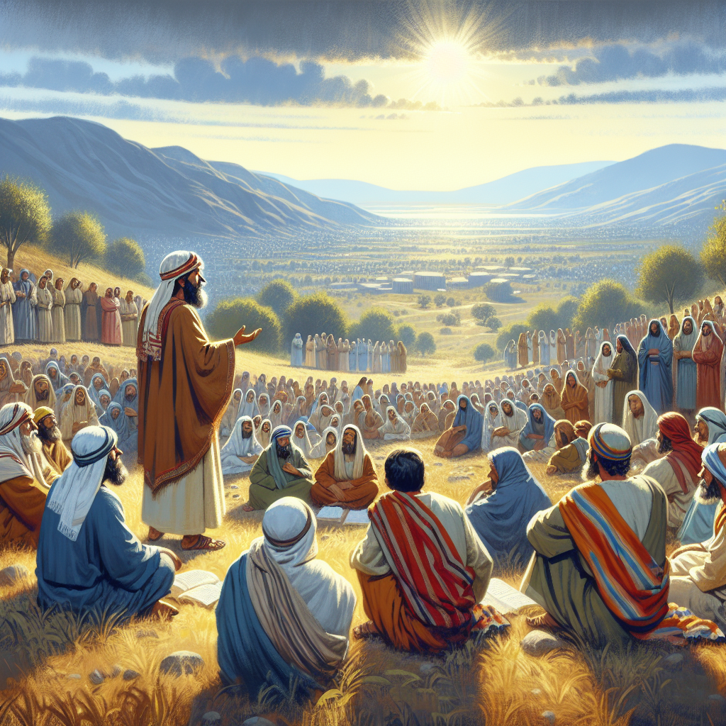 Illustration of Mateus 5 explicado: Serm&atilde;o do Monte e significado das bem-aventuran&ccedil;as